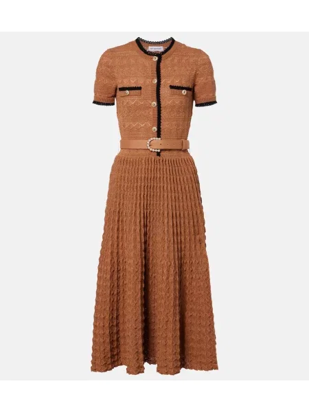 Cu centură rochie midi Self-portrait bej