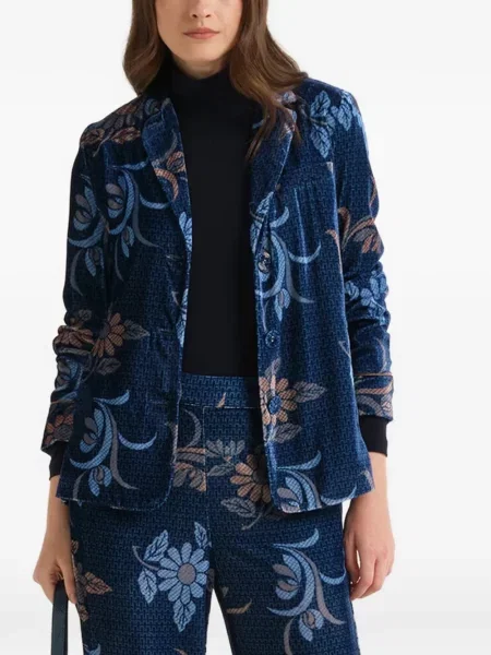 Lung sacou Maliparmi cu model floral cu imagine albastru