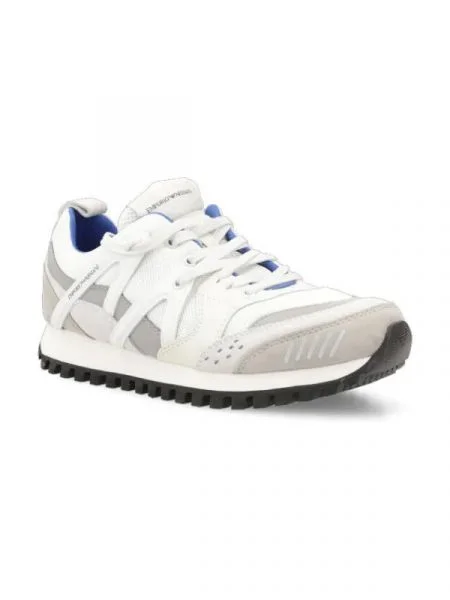 Emporio Armani Sneakers cu adaos de piele alb