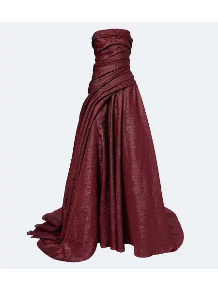 Rochie Marmar Halim drapată fără bretele roșu