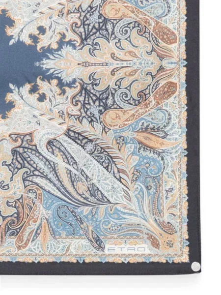 Fular Etro cu imagine cu model paisley albastru