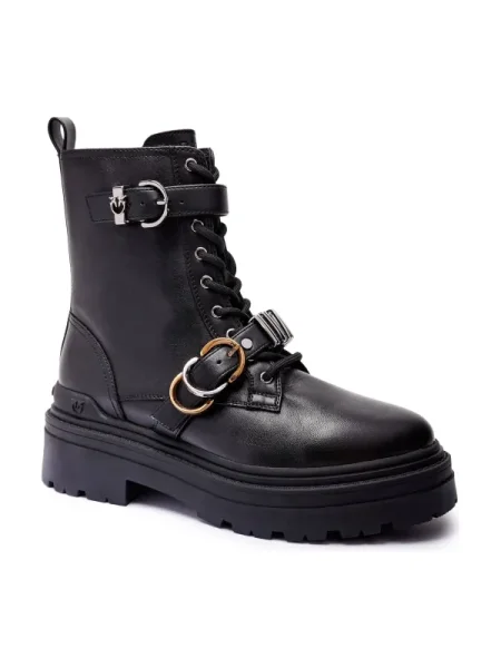 Pantofi Pinko din piele biker negru