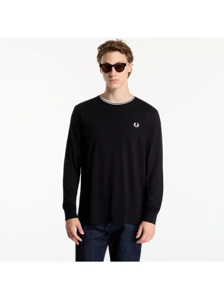 Tričko FRED PERRY LS Twin Tipped T-shirt Black M černé