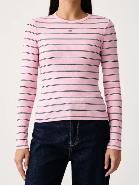 Tommy Jeans блуза с дълги ръкави дамска от с розово
