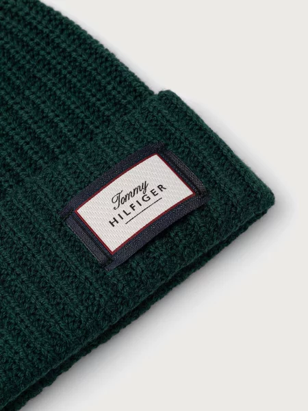 Tommy Hilfiger czapka beanie wełniana zielona