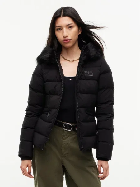 Tommy Jeans Zimná bunda sivá čierna