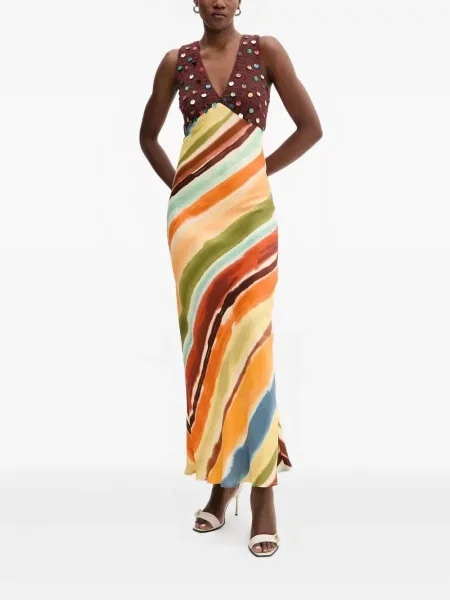 Rochie maxi Never Fully Dressed cu decolteu în V de costum portocaliu
