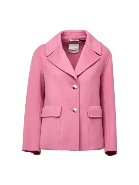 Krótka marynarka Max Mara wełniana różowa