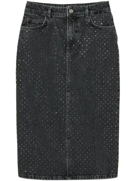 Fustă midi Twinset de cristal până la genunchi negru