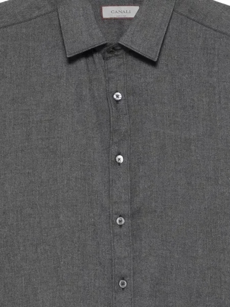 Cămașă Canali cu model herringbone gri