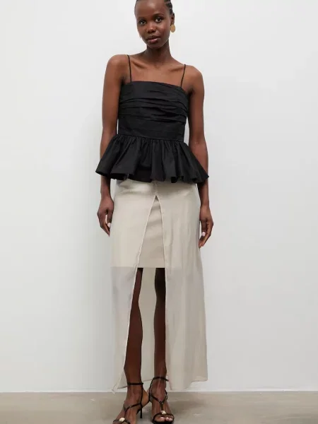 Answear.LAB bluza z naramnicami črna