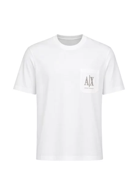 Tricou Armani Exchange cu broderie alb