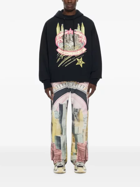 Hanorac cu glugă Off-white cu imagine alb