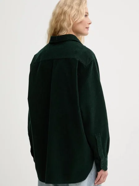 Lacoste Sztruksowa Koszula Wierzchnia O Luźnym Kroju zielona