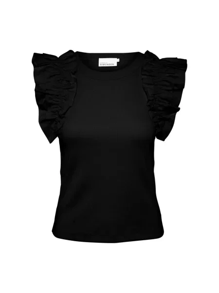 Top Karen By Simonsen z falbankami czarny