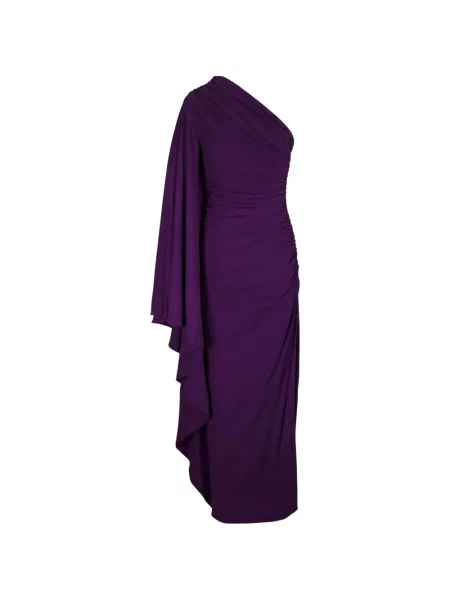 Rochie Michael Kors din jerseu drapată cu un umăr gol violet