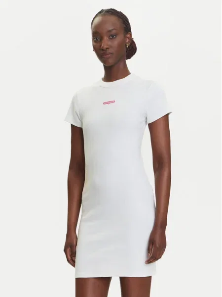 Tommy Jeans Rochie de zi Script Écru