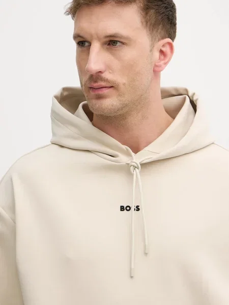 Однотонный свитер Boss Green с капюшоном бежевый
