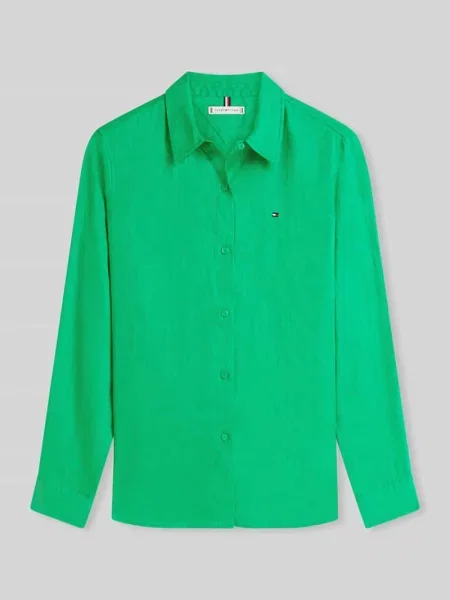 Bluzka z długim rękawem z czystego lnu o kroju relaxed fit Tommy Hilfiger zielona