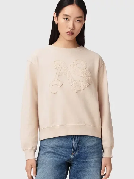AllSaints dukserica ženska od pamuka INSIGNIA bež