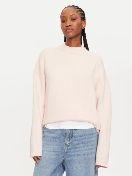 Calvin Klein Jeans Sweter z dzianiny z zawartością alpaki Kobiety szary marmurkowy M różowy