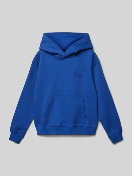 Bluza z kapturem i kieszenią kangurką Calvin Klein Jeans niebieska