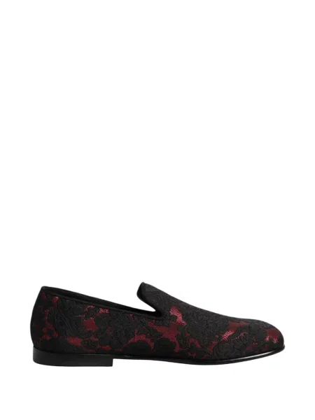 Pantofi loafer Dolce & Gabbana cu șireturi din jacard negru