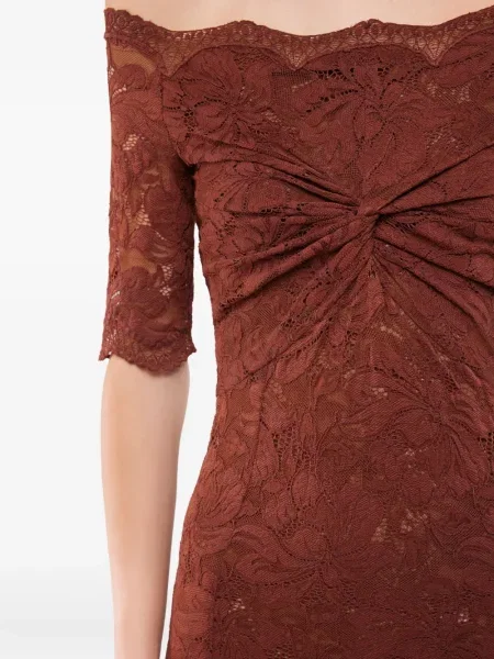 Rochie midi Rabanne din dantelă până la genunchi de costum maro
