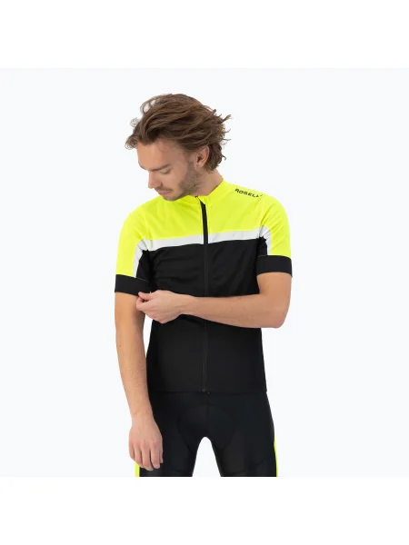 Koszulka rowerowa Rogelli Course black/fluor/white biała