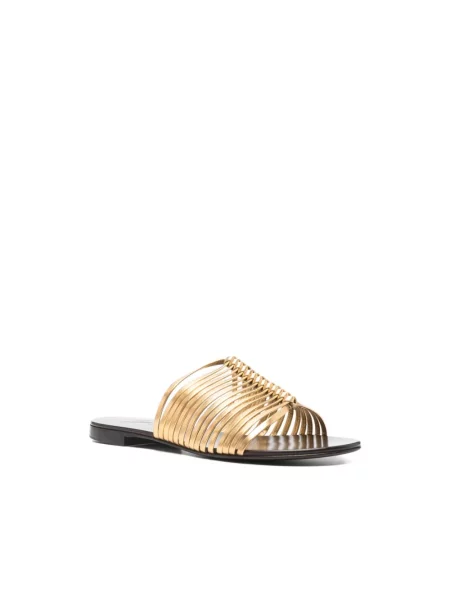 Klapki Giuseppe Zanotti skórzane na ramiączkach żółte