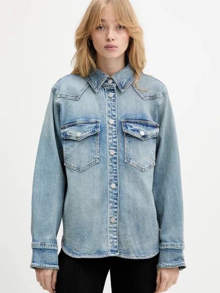 Gestuz cămașă jeans albastru