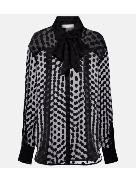 Cămașă The Frankie Shop cu buline transparente negru