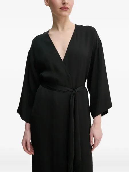 Rochie midi Isabelle Blanche cu franjuri până la genunchi de costum negru