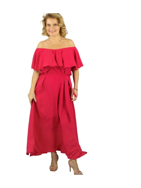 Obleka maxi obleka Pri z volani bela