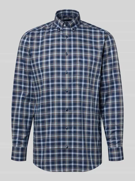 Koszula biznesowa o kroju comfort fit z kołnierzykiem typu button down Olymp Luxor granatowa