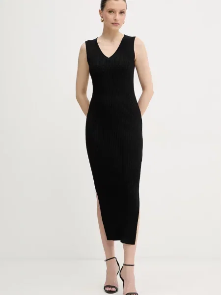 Armani Exchange rochie bodycon cu vâscoză negru