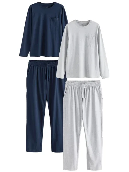 Next Pijama lungă bleumarin gri