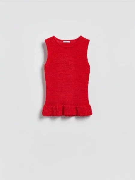 Reserved Блузка з баскою червоний