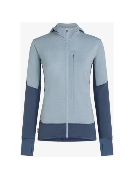 Bluza z kapturem Icebreaker Merino Blend RealFleece Descender Full Zip jasnoniebieski ciemnoniebieski XS niebieska