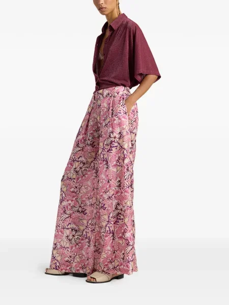 Spodnie palazzo Momoni plisowane różowe