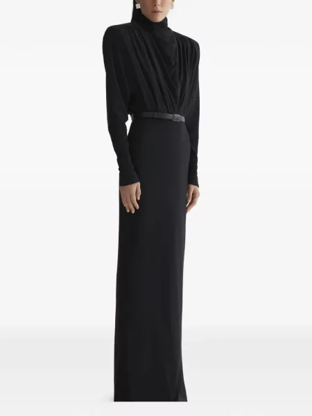 Rochie maxi Mugler cu mâneci lungi cu spatele deschis lungă negru