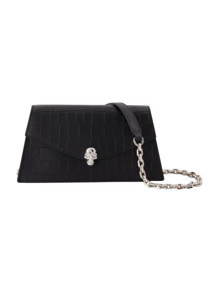 Kopertówka Alexander Mcqueen skórzana czarna