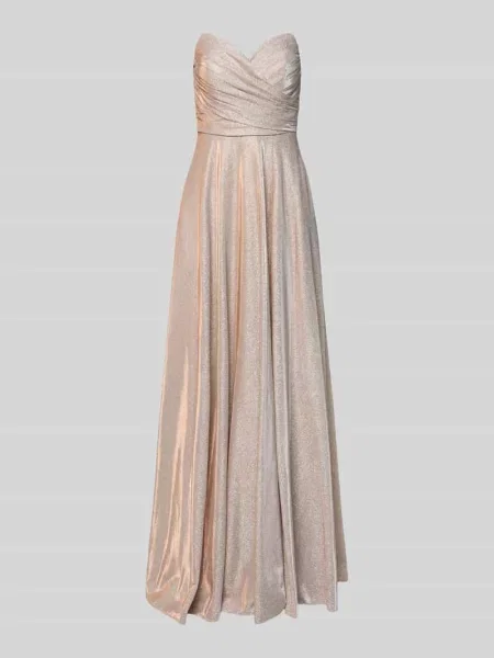 Sukienka z odkrytymi ramionami i dekoltem w kształcie serca Jake*s Cocktail beżowa