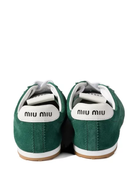 Sneakerși Miu Miu din piele de căprioară verde
