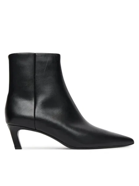 Calvin Klein cizme de piele ESS KITTEN HEEL ANKLE BOOT negru