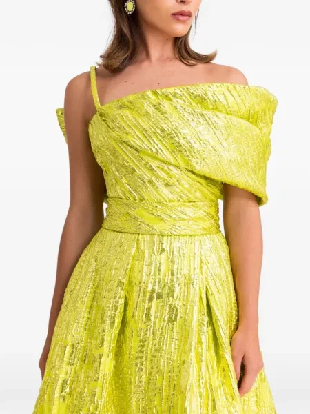 Maxi rochie maxi Gemy Maalouf cu funde de costum galben