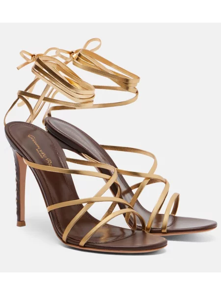 Sandale Gianvito Rossi din piele auriu