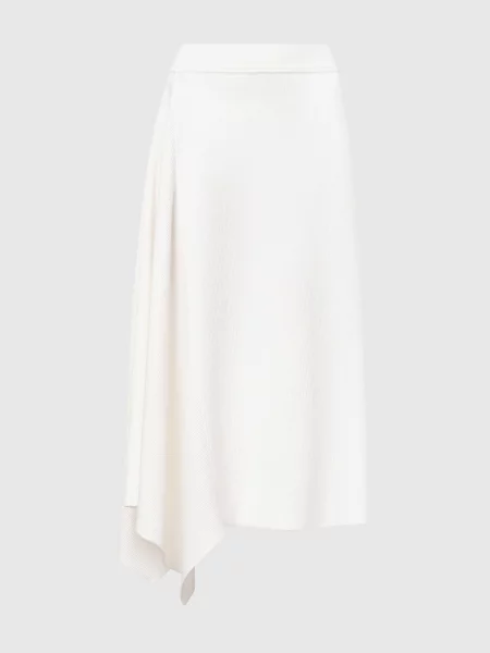 Асиметрична спідниця в рубчик Loro Piana біла