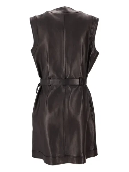 Cu centură rochie La Rose din piele negru