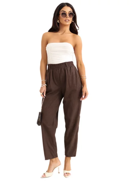 Pantaloni Rue Paris de catifea maro
